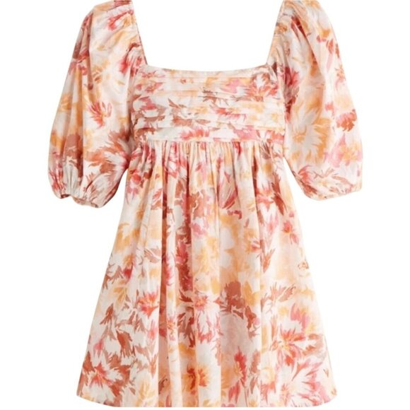 Abercrombie & Fitch NWT Ruched Bodice Empire Waist Puff Sleeve Dress Size XLp - Picture 5 of 10